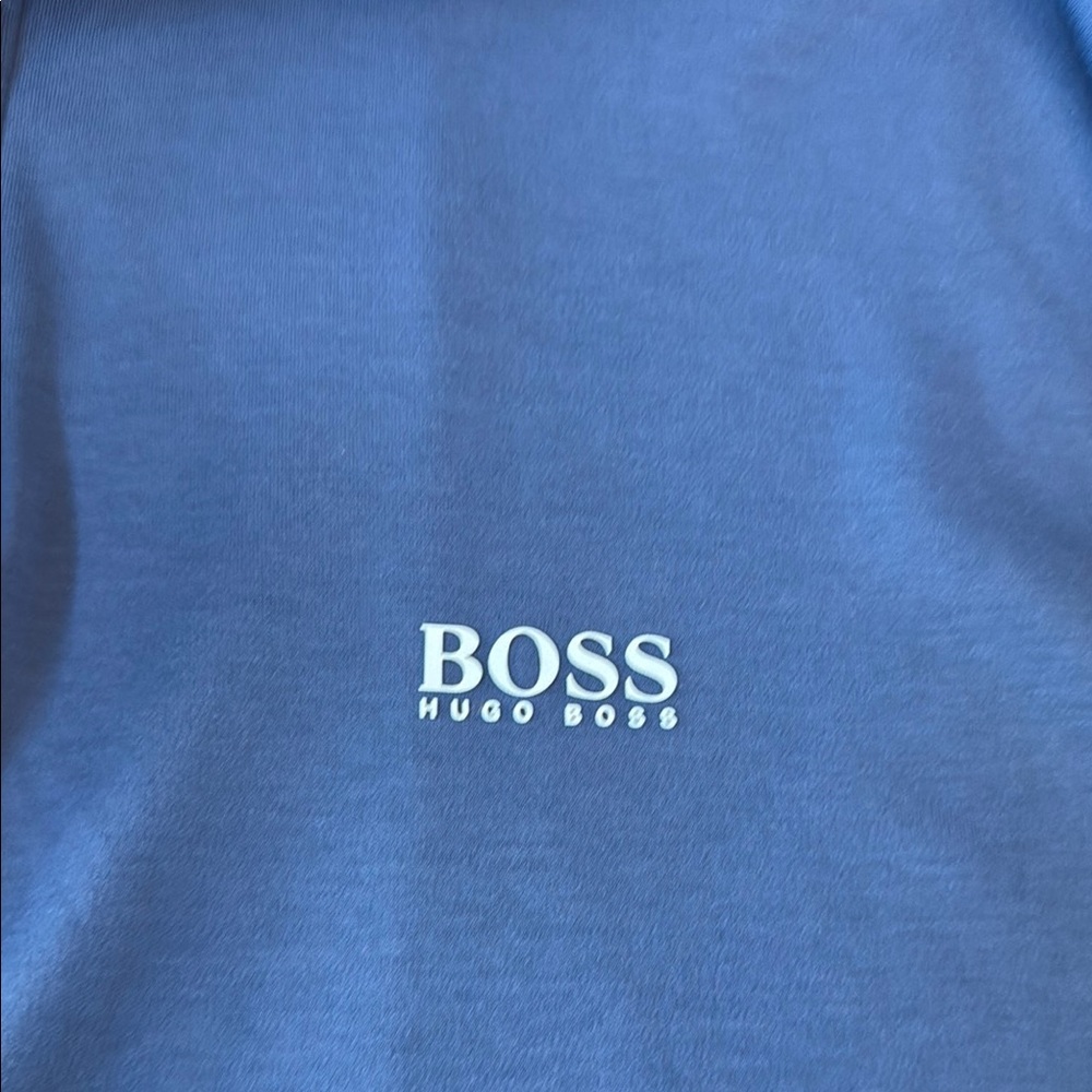 Boss Blue Polo Shirt with White Trim - Picture 2 of 5